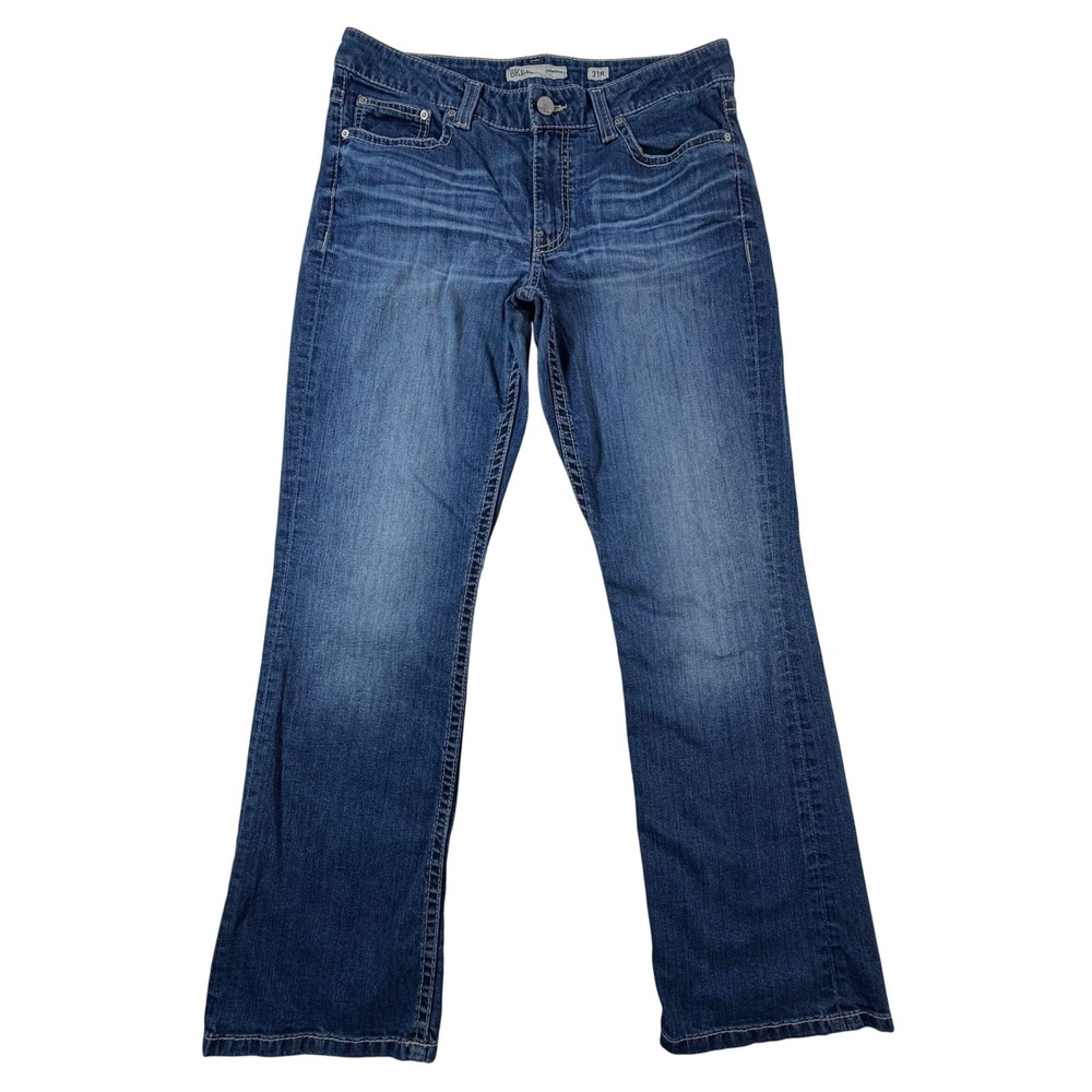 BKE Dakota Bootcut Jeans Womens 31R Medium Wash Whiskered Denim Mid Rise Pants